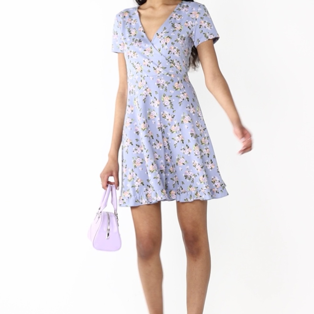 Juniors SO Faux Wrap Ruffle Hem Dress